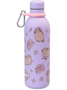 Pusheen cicás kulacs, fém, 500ml, Moments, lila