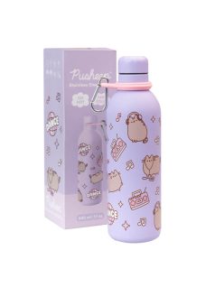 Pusheen cicás kulacs, fém, 500ml, Moments, lila