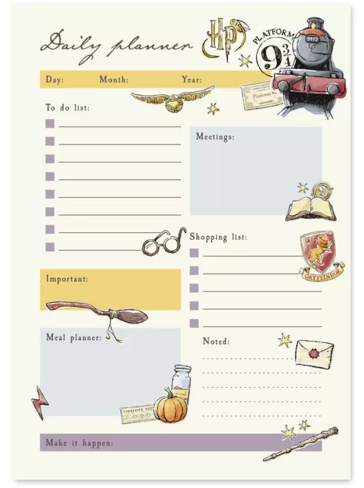 Harry Potter jegyzettömb, tervező tömb (teendők, bevásárló lista), A/5