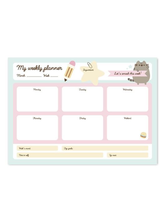 Pusheen cicás jegyzettömb, heti tervező tömb, A/4, My weekly planner