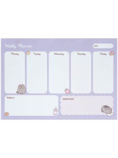   Pusheen cicás jegyzettömb, heti tervező tömb, A/4, Moments, lila