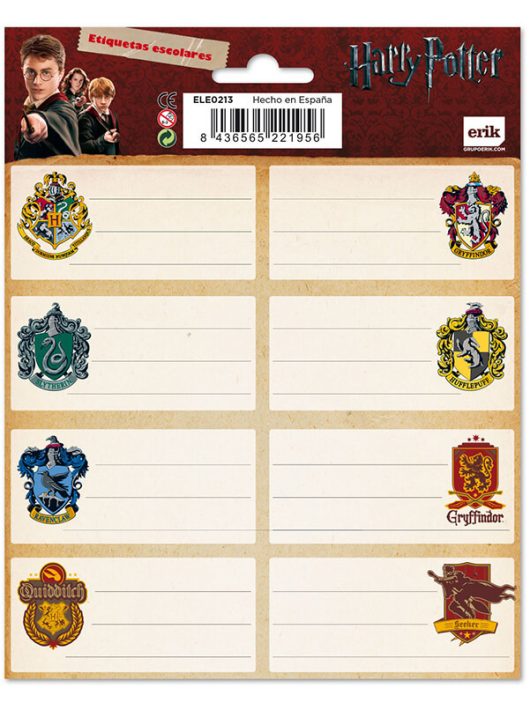 Harry Potter füzetcímke 16 db-os, címerek