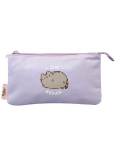   Pusheen cicás tolltartó, beledobálós, 3 rekeszes, 21x12x2cm, Moments, lila