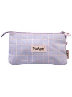   Pusheen cicás tolltartó, beledobálós, 3 rekeszes, 21x12x2cm, Moments, lila