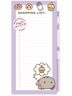   Pusheen cicás notesz, jegyzettömb, 10x21cm, mágneses, Moments, lila