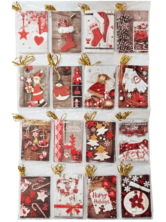 Ajándékkísérő kártya 9x6,7cm, karácsonyi, többféle változat