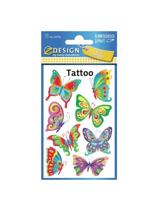 Tetoválás matrica szett, lepkék, pillangók 7,5x12cm