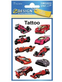 Tetoválás matrica szett, piros versenyautók, 7,5x12cm
