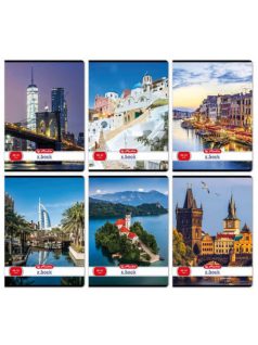 Herlitz tűzött füzet A/4, 32 lap sima, City, többféle