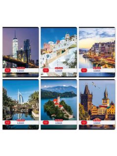   Herlitz tűzött füzet A/4, 32 lap kockás, City, többféle