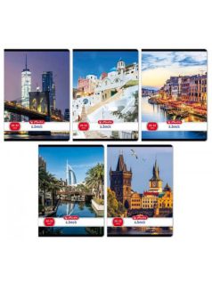Herlitz tűzött füzet A/5, 32 lap sima, City, többféle