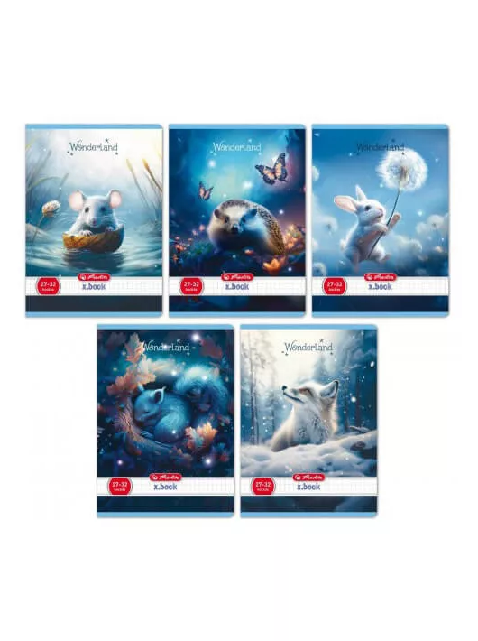 Herlitz tűzött füzet A/5, 32 lap kockás, Wonderland, többféle
