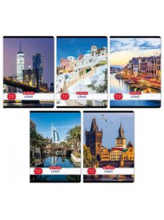   Herlitz tűzött füzet A/5, 32 lap kockás, City, többféle