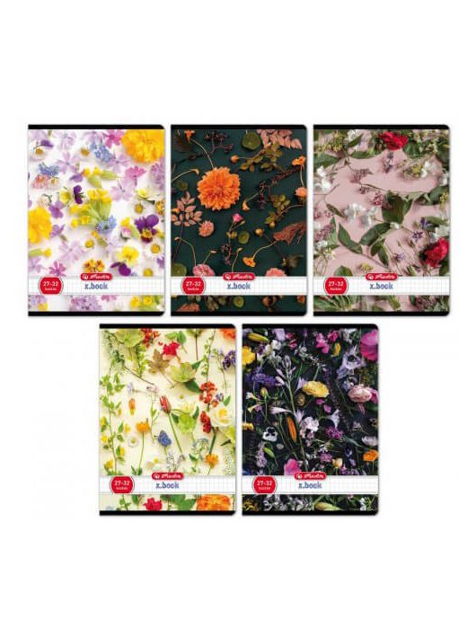 Herlitz tűzött füzet A/5, 32 lap kockás, Flower, többféle