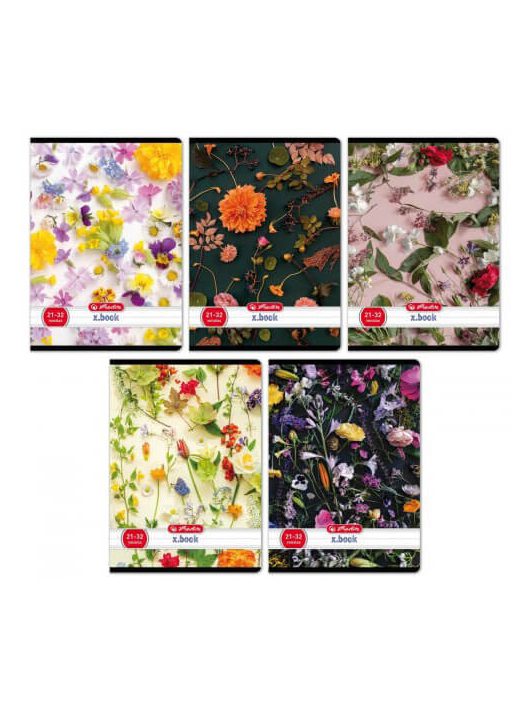 Herlitz tűzött füzet A/5, 32 lap vonalas, Flower, többféle