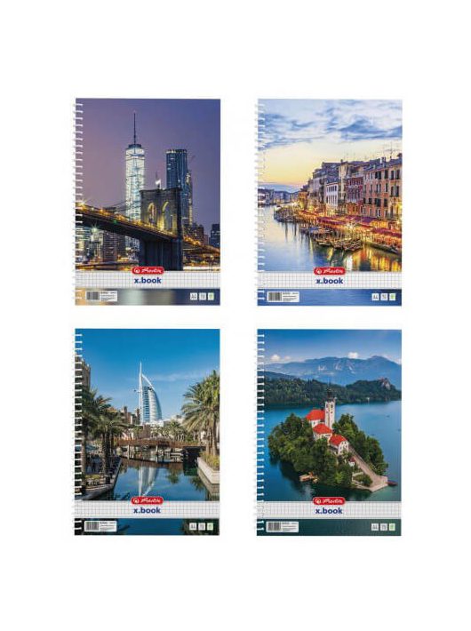 Herlitz spirál füzet A/4, kockás, 70 lapos, City, többféle