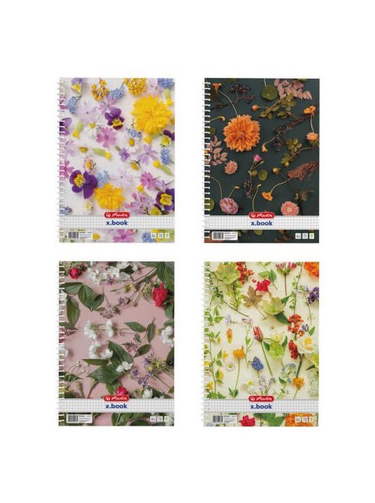 Herlitz spirál füzet A/4, kockás, 70 lapos, Flower, többféle