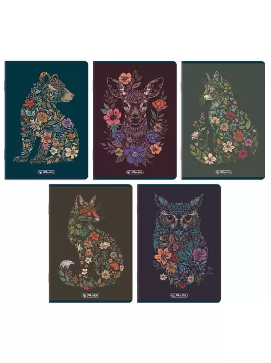 Herlitz tűzött füzet A/5, 60 lap vonalas, Florimals, többféle