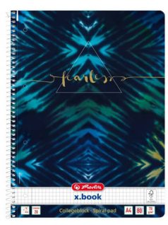   Herlitz spirál füzet A/4, kockás, 80 lapos, Batik Fearless, kék-zöld