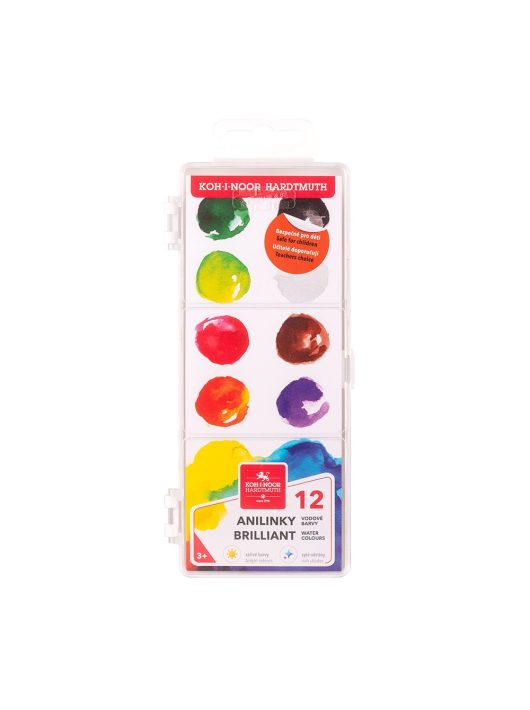 Vízfesték, 12 gombos, 22,5mm, KOH-I-NOOR Brillant, Aquarell