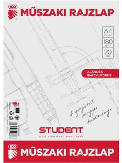   Műszaki rajzlap (famentes rajzlap) A/4, 180g, 20 lap/cs, Student
