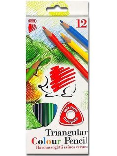   Színes ceruzakészlet, háromszög alakú, ICO Süni, 12 különböző szín