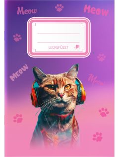 Süni tűzött füzet A/5, 32 lap lecke, ICO, cats, cicás