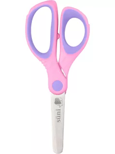   Olló, kerekített végű, ergonomikus, gumirozott markolat, Süni