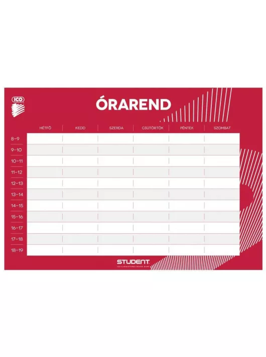 Student órarend, kétoldalas A/5 méret, kétféle színben