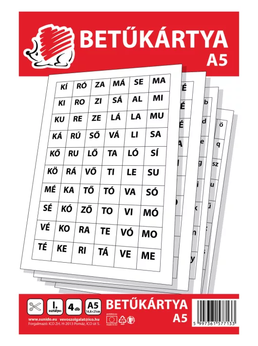 Betűkártya, A/5 4 lap, ICO Süni