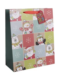   Karácsonyi ajándéktáska 23x18x10cm, közepes, karácsonyi figurák