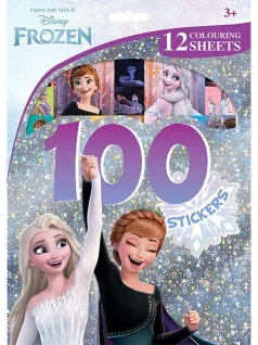   100 matrica kifestő lapokkal, 12 színezhető lap + matricák, Jégvarázs