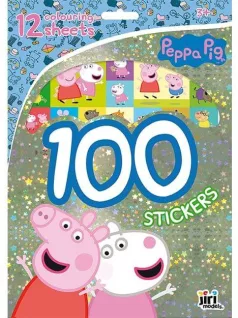   100 matrica kifestő lapokkal, 12 színezhető lap + matricák, Peppa malac