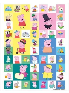   100 matrica kifestő lapokkal, 12 színezhető lap + matricák, Peppa malac