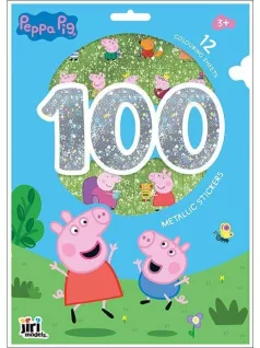   100 fémes matrica kifestő lapokkal, 12 színezhető lap + matricák, Peppa malac