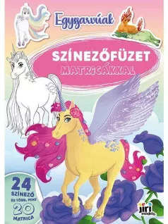 Kifestő A/4, matricákkal, 24 oldal, Egyszarvúak