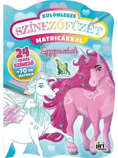 Formázott kifestők, A/4, 24 oldal+50 matrica, Egyszarvúak