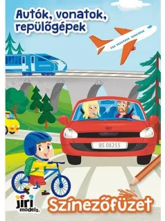   Kifestő A/5, 9 oldal+ 9 színes mintaoldal, Autók, vonatok, repülőgépek