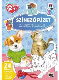 Kifestő A/4, matricákkal, 24 oldal, Kölykök és cicák