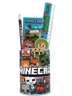   Minecraft írószer szett 7 db-os ceruzatartóval (vonalzó, ceruza, notesz, radír, hegyező, stb.)