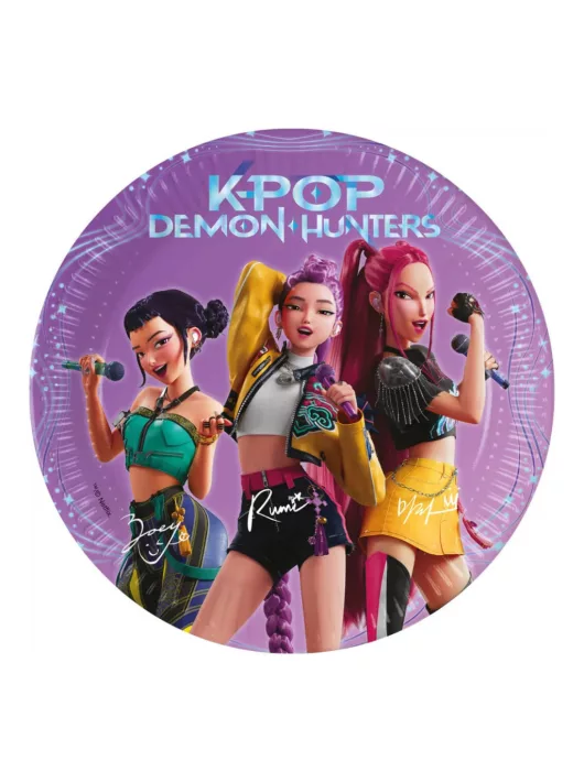 K-POP Démonvadászok papírtányér, 20 cm, 8 db/csomag