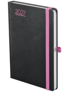 Nero határidőnapló, A/5, heti tervező, 2027, fekete-pink