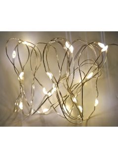 LED fénysor, 20 LED-es, 2m-es, melegfehér