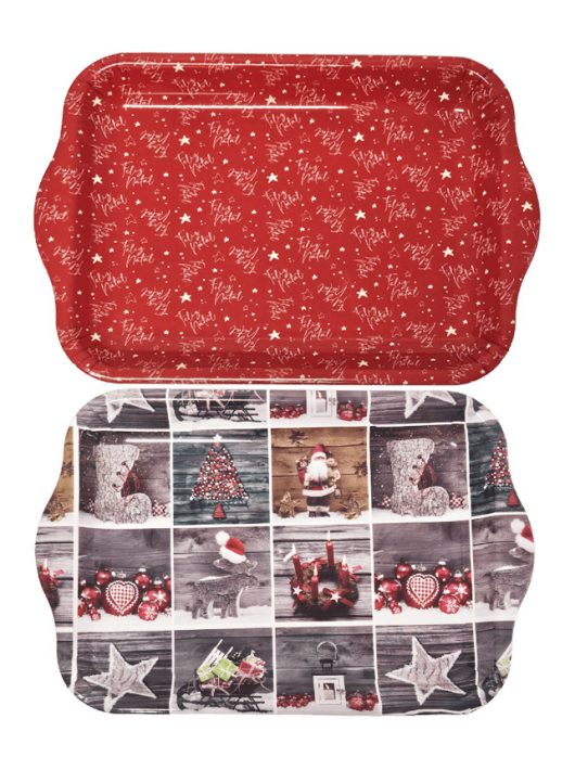 Műanyag tálca, karácsonyi, közepes, 18,5x28 cm, többféle változat