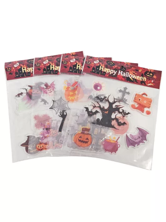 Halloween zselés ablakmatrica, 18x19 cm, többféle