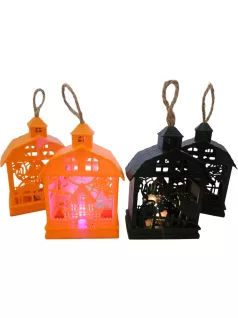   Halloweeni dekor házikó, LED-es, műanyag, 7,5x11cm, kétféle