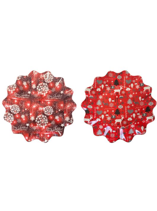 Műanyag tálca, karácsonyi, csillag alakú, 30 cm, többféle változat