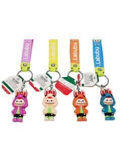 Labubu kulcstartó pánttal, műanyag, 4 féle