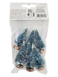   Fenyőfák, karácsonyfák dekorációnak, 6 db/csomag, mini, 5,5cm magas