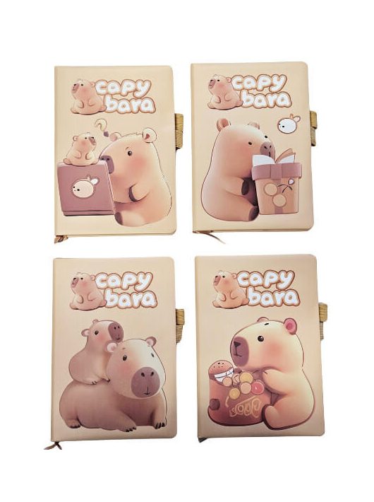 Kapibara napló gumis tolltartóval, A/5, többféle változat